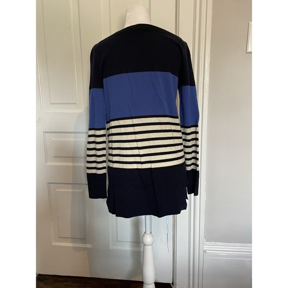 Kate Spade Wool Cashmere Blend Stripe XS Sweater Blue Black White Oversized Long - Picture 4 of 7